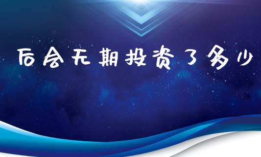 后会无期投资了多少_https://www.gongyisiwang.com_股指期货交易手续费_第1张
