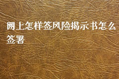 网上怎样签风险揭示书怎么签署_https://www.gongyisiwang.com_原油期货_第1张