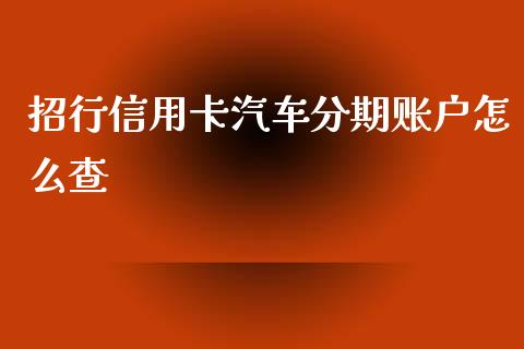 招行信用卡汽车分期账户怎么查_https://www.gongyisiwang.com_原油期货_第1张