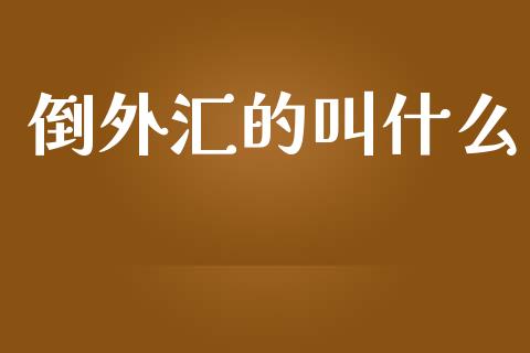 倒外汇的叫什么_https://www.gongyisiwang.com_股指期货交易手续费_第1张