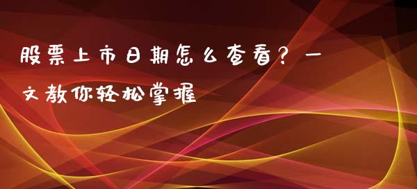 股票上市日期怎么查看？一文教你轻松掌握_https://www.gongyisiwang.com_期货公司手续费排名_第1张