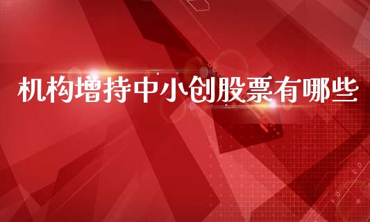 机构增持中小创股票有哪些_https://www.gongyisiwang.com_期货公司手续费排名_第1张
