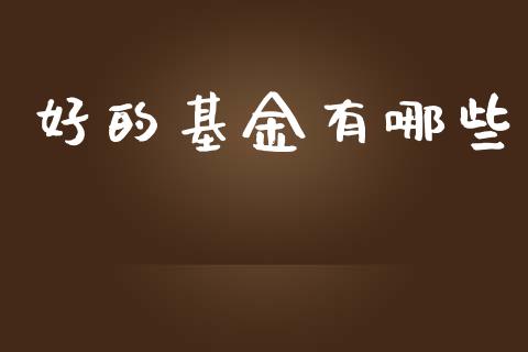 好的基金有哪些_https://www.gongyisiwang.com_股指期货交易手续费_第1张