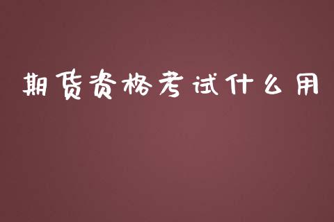 期货资格考试什么用_https://www.gongyisiwang.com_恒指期货_第1张