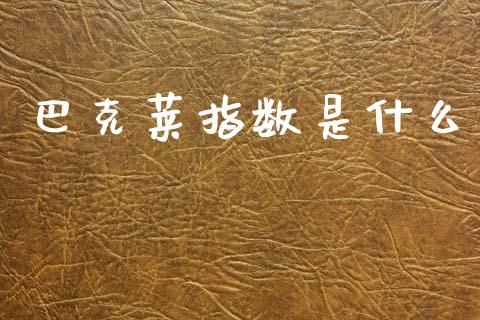 巴克莱指数是什么_https://www.gongyisiwang.com_广发期货手续费_第1张