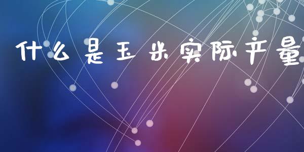 什么是玉米实际产量_https://www.gongyisiwang.com_焦炭期货手续费_第1张