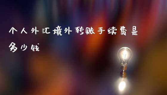 个人外汇境外转账手续费是多少钱_https://www.gongyisiwang.com_恒指期货_第1张