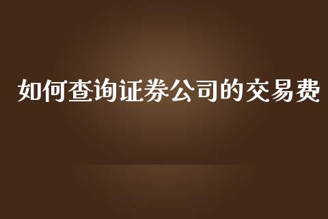 如何查询证券公司的交易费_https://www.gongyisiwang.com_道指_第1张