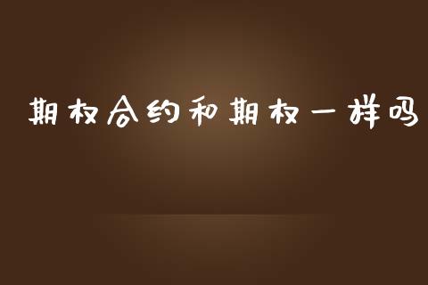 期权合约和期权一样吗_https://www.gongyisiwang.com_恒指期货_第1张