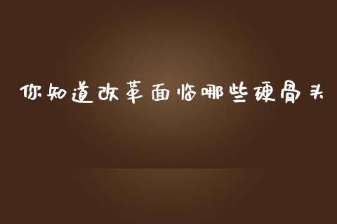 你知道改革面临哪些硬骨头_https://www.gongyisiwang.com_焦炭期货手续费_第1张
