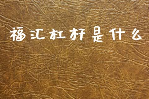 福汇杠杆是什么_https://www.gongyisiwang.com_股指期货_第1张