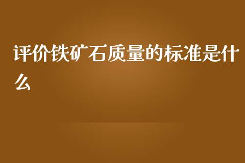 评价铁矿石质量的标准是什么_https://www.gongyisiwang.com_道指_第1张