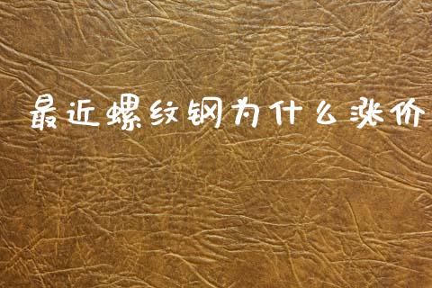 最近螺纹钢为什么涨价_https://www.gongyisiwang.com_广发期货手续费_第1张