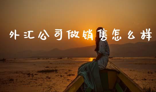 外汇公司做销售怎么样_https://www.gongyisiwang.com_股指期货_第1张