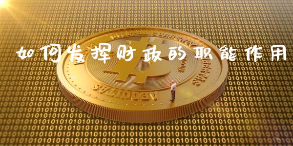 如何发挥财政的职能作用_https://www.gongyisiwang.com_焦炭期货手续费_第1张
