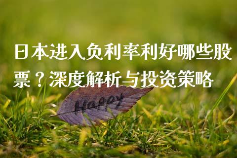 日本进入负利率利好哪些股票？深度解析与投资策略_https://www.gongyisiwang.com_股指期货交易手续费_第1张