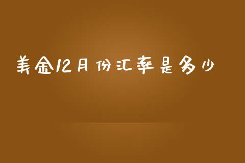 美金12月份汇率是多少_https://www.gongyisiwang.com_股指期货_第1张