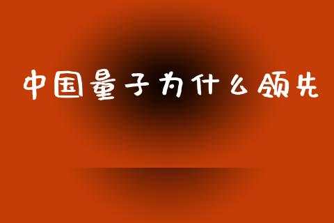 中国量子为什么领先_https://www.gongyisiwang.com_股指期货_第1张