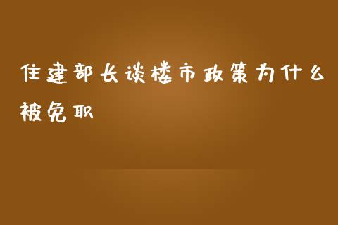 住建部长谈楼市政策为什么被免职_https://www.gongyisiwang.com_焦炭期货手续费_第1张