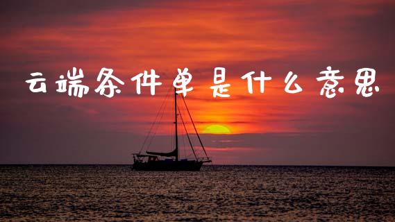 云端条件单是什么意思_https://www.gongyisiwang.com_道指_第1张