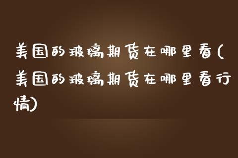美国的玻璃期货在哪里看(美国的玻璃期货在哪里看行情)_https://www.gongyisiwang.com_广发期货手续费_第1张