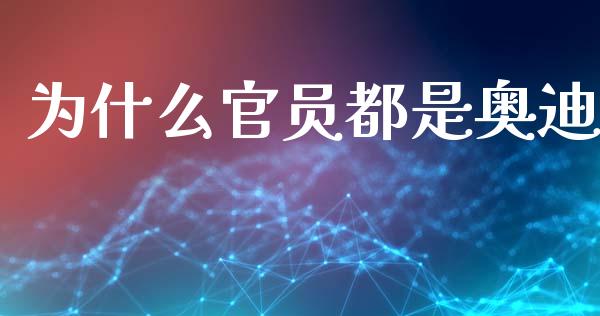 为什么官员都是奥迪_https://www.gongyisiwang.com_原油期货_第1张