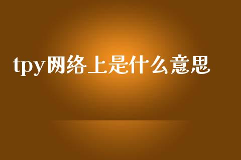 tpy网络上是什么意思_https://www.gongyisiwang.com_焦炭期货手续费_第1张