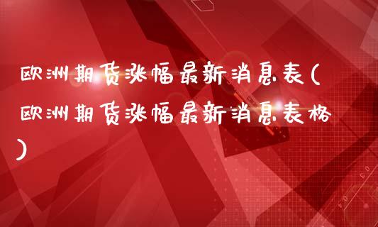 欧洲期货涨幅最新消息表(欧洲期货涨幅最新消息表格)_https://www.gongyisiwang.com_焦炭期货手续费_第1张