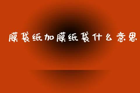 膜袋纸加膜纸袋什么意思_https://www.gongyisiwang.com_股指期货_第1张