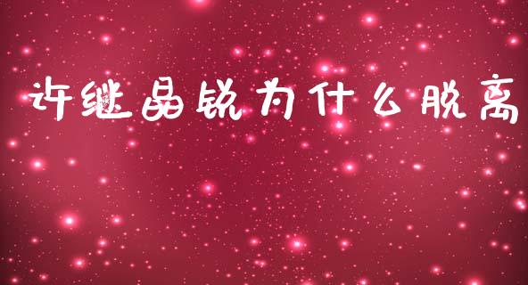 许继晶锐为什么脱离_https://www.gongyisiwang.com_恒指期货_第1张