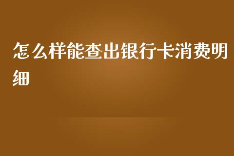 怎么样能查出银行卡消费明细_https://www.gongyisiwang.com_原油期货_第1张