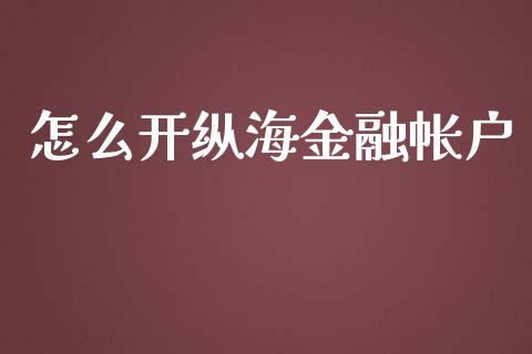 怎么开纵海金融帐户_https://www.gongyisiwang.com_道指_第1张