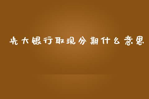 光大银行取现分期什么意思_https://www.gongyisiwang.com_股指期货_第1张