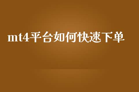 mt4平台如何快速下单_https://www.gongyisiwang.com_原油期货_第1张