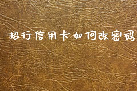 招行信用卡如何改密码_https://www.gongyisiwang.com_恒指期货_第1张