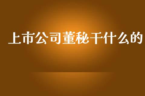 上市公司董秘干什么的_https://www.gongyisiwang.com_股指期货_第1张
