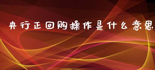 央行正回购操作是什么意思_https://www.gongyisiwang.com_焦炭期货手续费_第1张