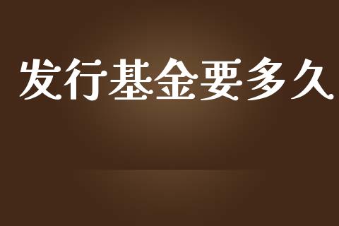 发行基金要多久_https://www.gongyisiwang.com_股指期货_第1张