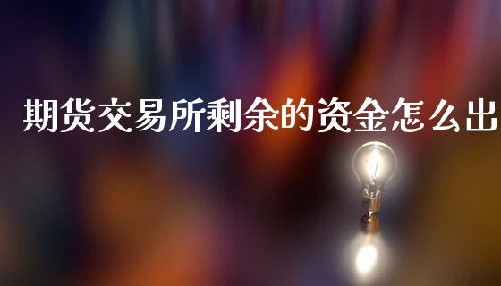 期货交易所剩余的资金怎么出_https://www.gongyisiwang.com_股指期货交易手续费_第1张