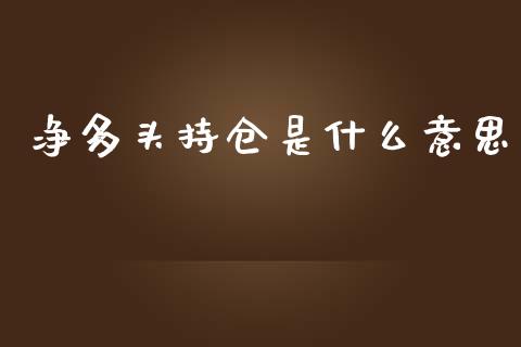 净多头持仓是什么意思_https://www.gongyisiwang.com_股指期货交易手续费_第1张