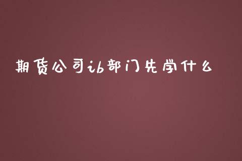 期货公司ib部门先学什么_https://www.gongyisiwang.com_道指_第1张