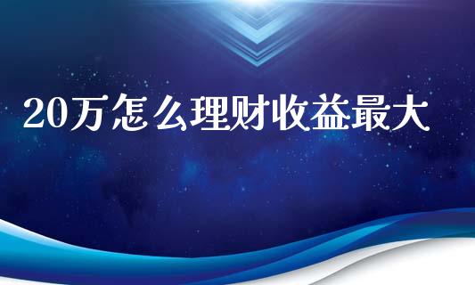 20万怎么理财收益最大_https://www.gongyisiwang.com_广发期货手续费_第1张