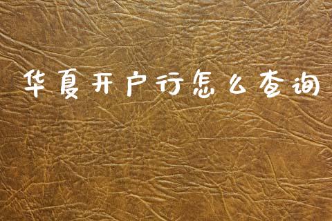 华夏开户行怎么查询_https://www.gongyisiwang.com_恒指期货_第1张