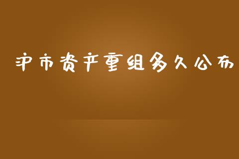 沪市资产重组多久公布_https://www.gongyisiwang.com_焦炭期货手续费_第1张