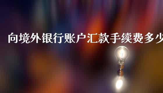 向境外银行账户汇款手续费多少_https://www.gongyisiwang.com_股指期货交易手续费_第1张