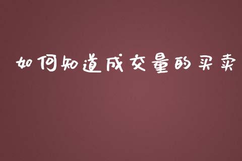 如何知道成交量的买卖_https://www.gongyisiwang.com_道指_第1张