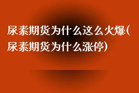 尿素期货为什么这么火爆(尿素期货为什么涨停)_https://www.gongyisiwang.com_广发期货手续费_第1张