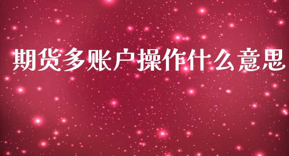 期货多账户操作什么意思_https://www.gongyisiwang.com_期货公司手续费排名_第1张