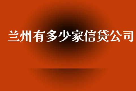 兰州有多少家信贷公司_https://www.gongyisiwang.com_原油期货_第1张