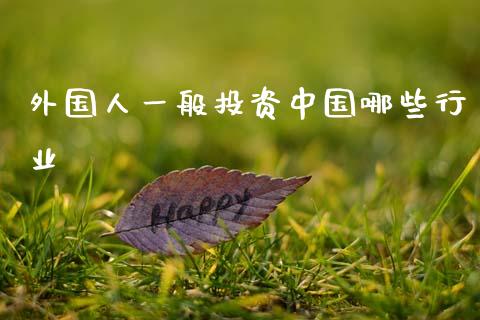 外国人一般投资中国哪些行业_https://www.gongyisiwang.com_恒指期货_第1张